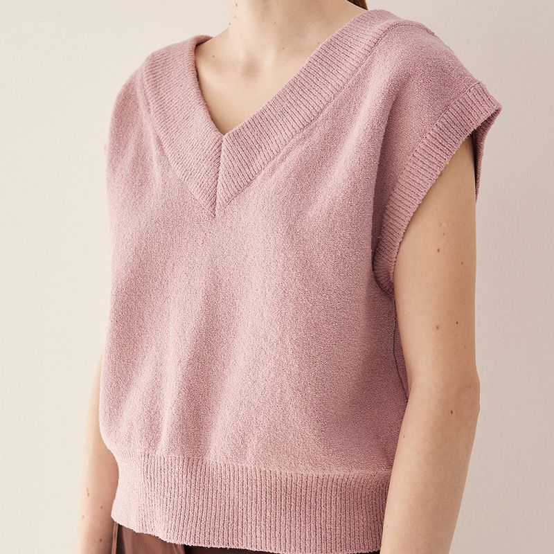 Crumble v-neck vest_pink lavender