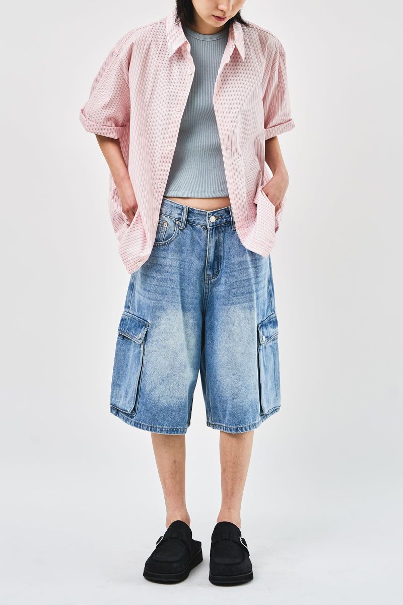 Baek Denim Cargo Bermuda (2color)