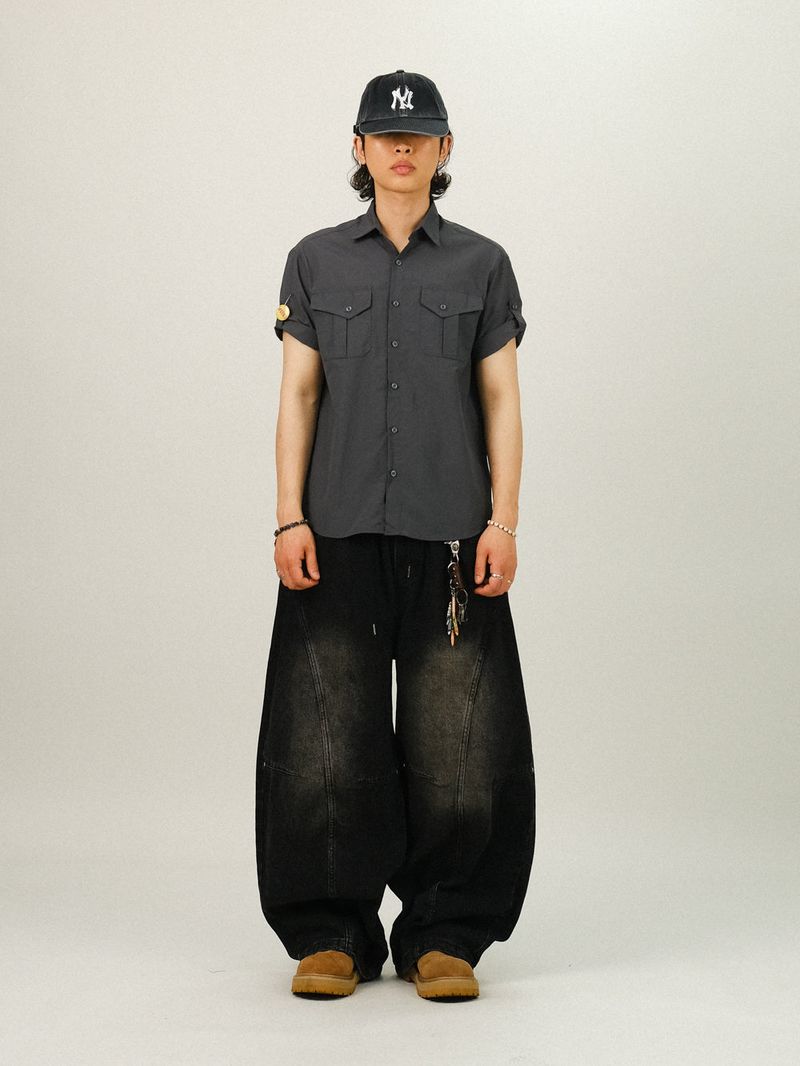 EA PINTUCK CURVED DENIM PANTS