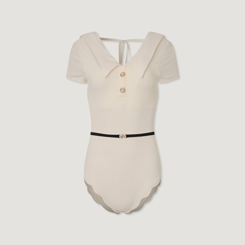 Retro Collar Belted One-piece
