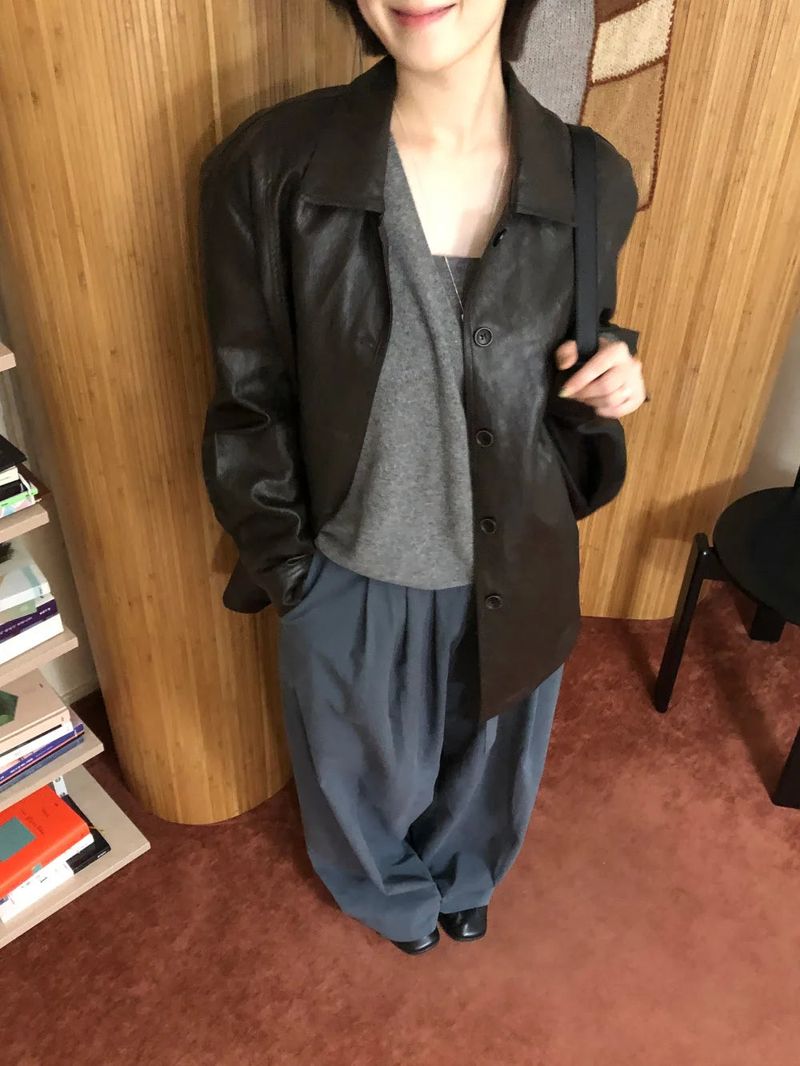 Curved Leather Jacket