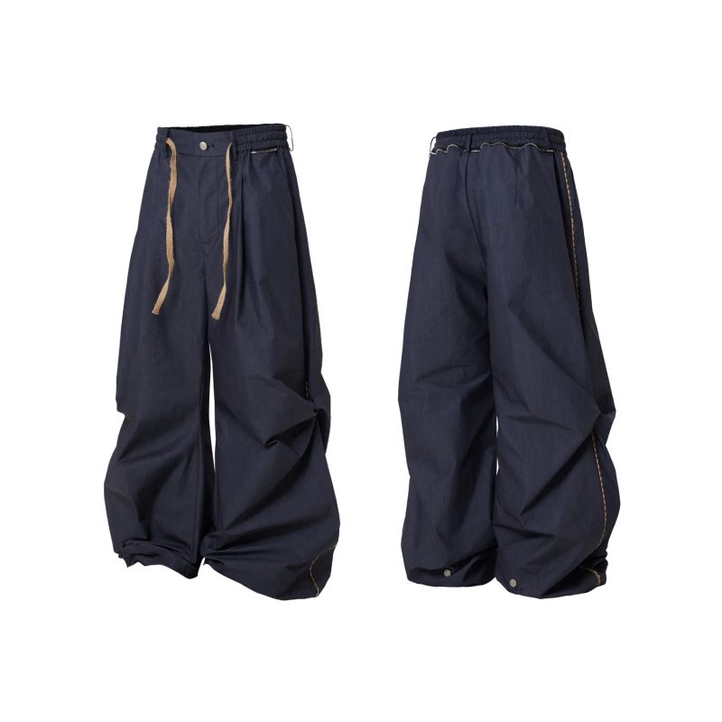RELABEL(DIGGER Ridge) cotton woven nylon mountain fold hemp rope drawstring leg-binding silhouette paratrooper pants