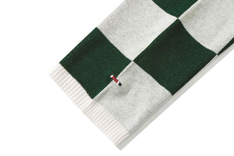 CHECKER BOARD KNIT TOP_GREEN