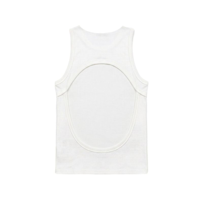 Ivory Back Slit Sleeveless T-Shirt