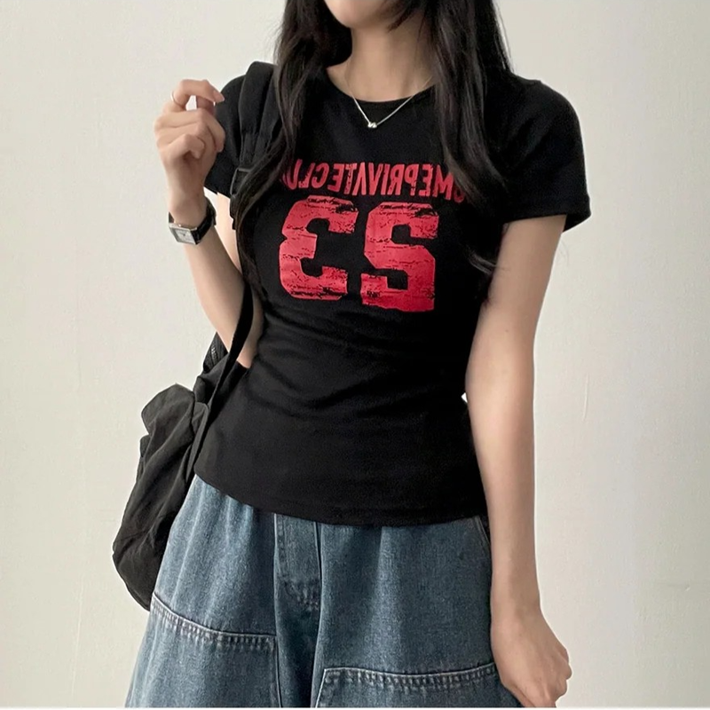 Rika number lettering short sleeve tee
