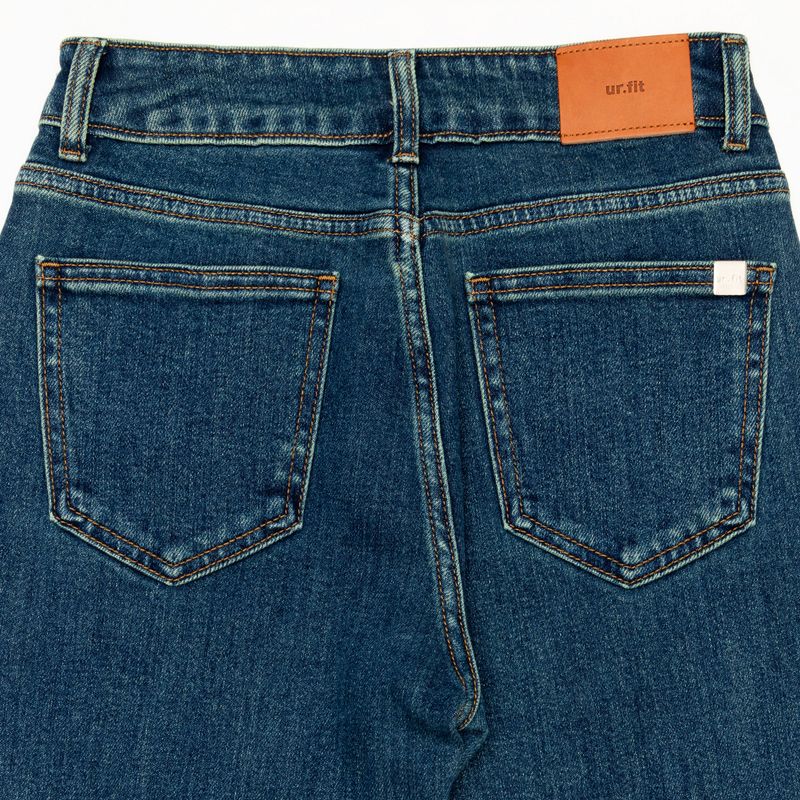 DARK BLUE EMBROIDERED SPANDEX BOOTCUT DENIM PANTS code 18315