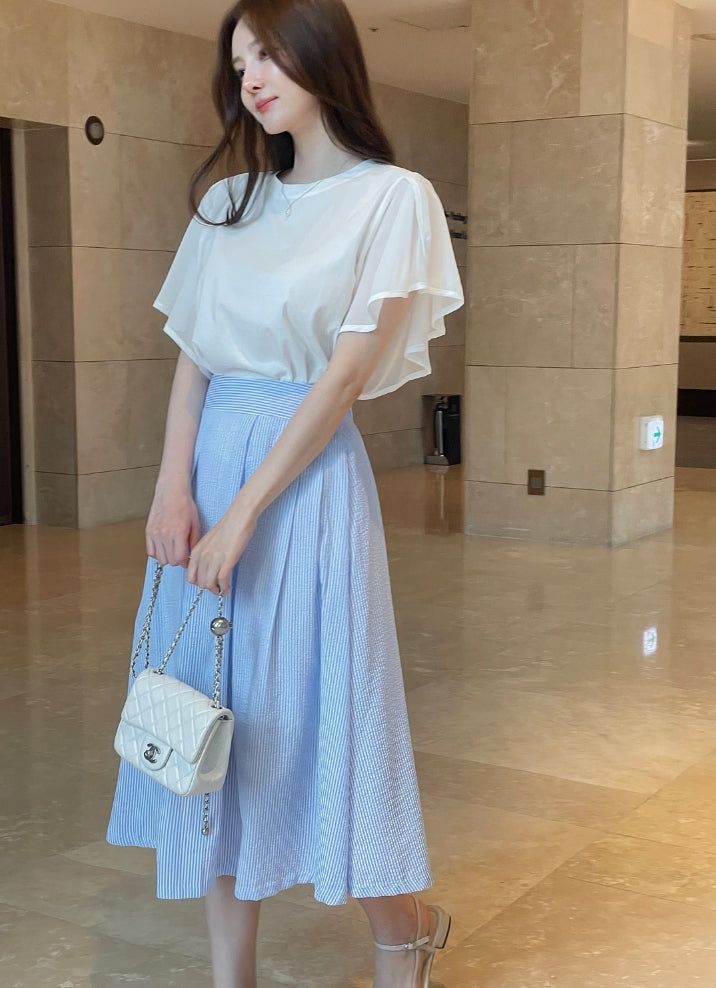 iam mari（アイアム マリ）の「Eshuang Round Neck Chiffon Winged T-Blouse（Tops）」