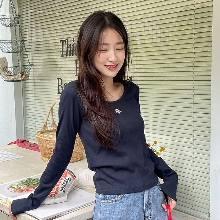 STITCH U NECK LONG SLEEVE T-SHIRT