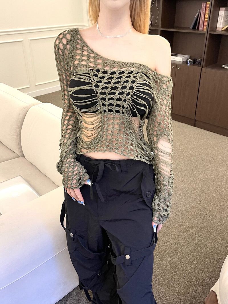 1329. Net damage summer knit (3color)