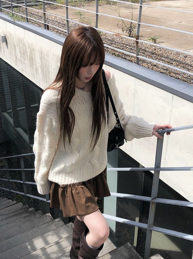 Empty Suede Frill Banding Mini Skirt