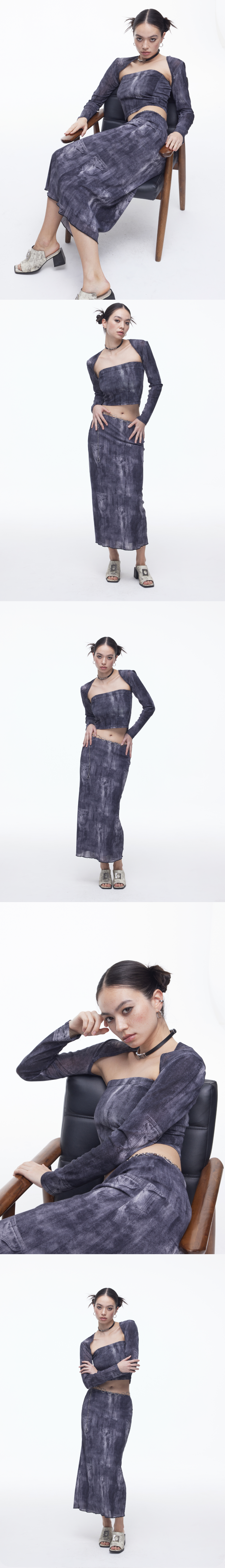 Denim Mesh Long SK(BK)