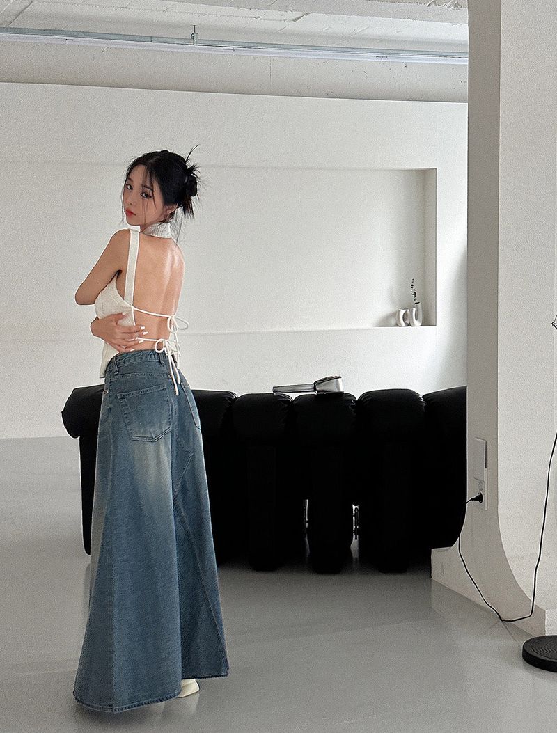 Denim Maxi Long Skirt