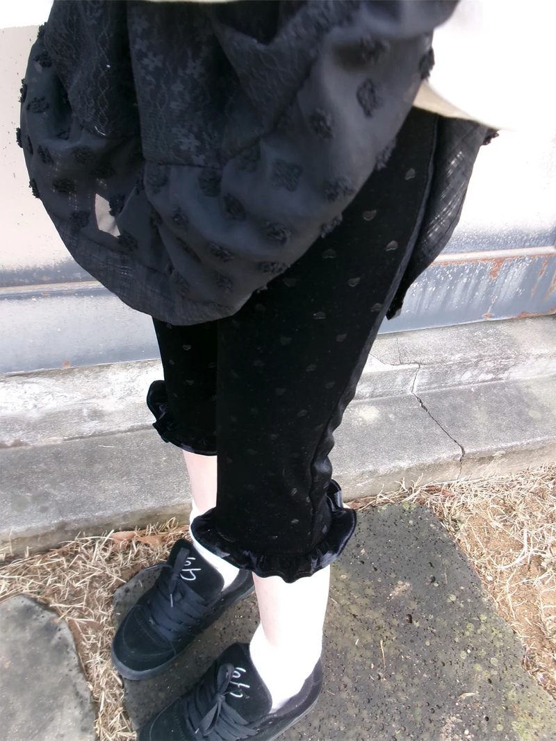 heart velvet leggings