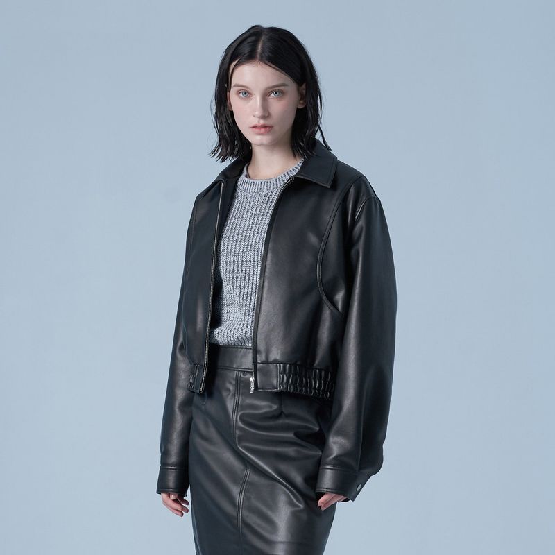 SPERONE(スペロネ)の「Overfit Curved Leather Blouson (Black)(Jackets/Outerwear)」