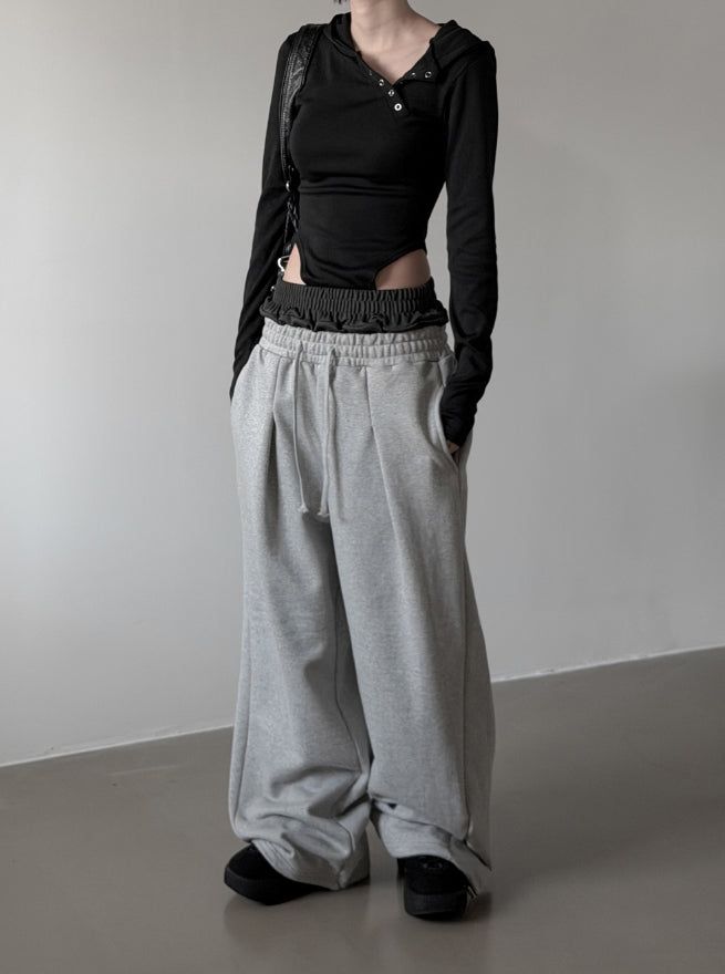 Cutout Bodysuit Unbalance Snap Hood