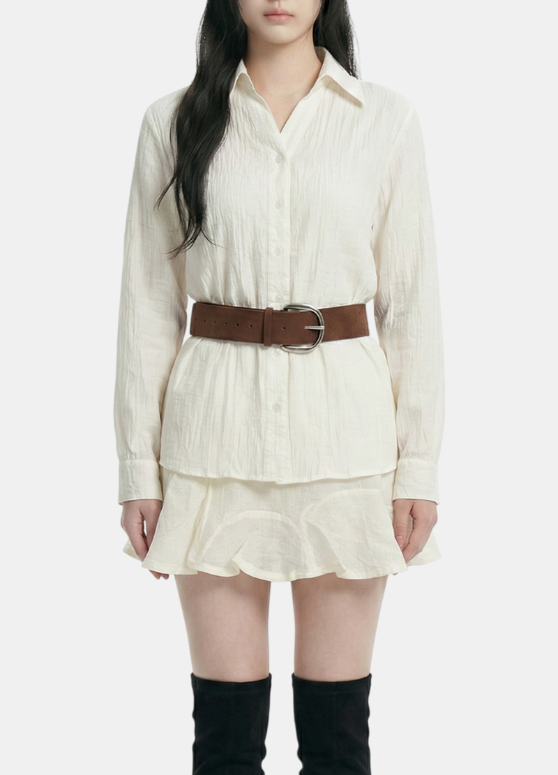Roen Wrinkle Shirt Skirt Set