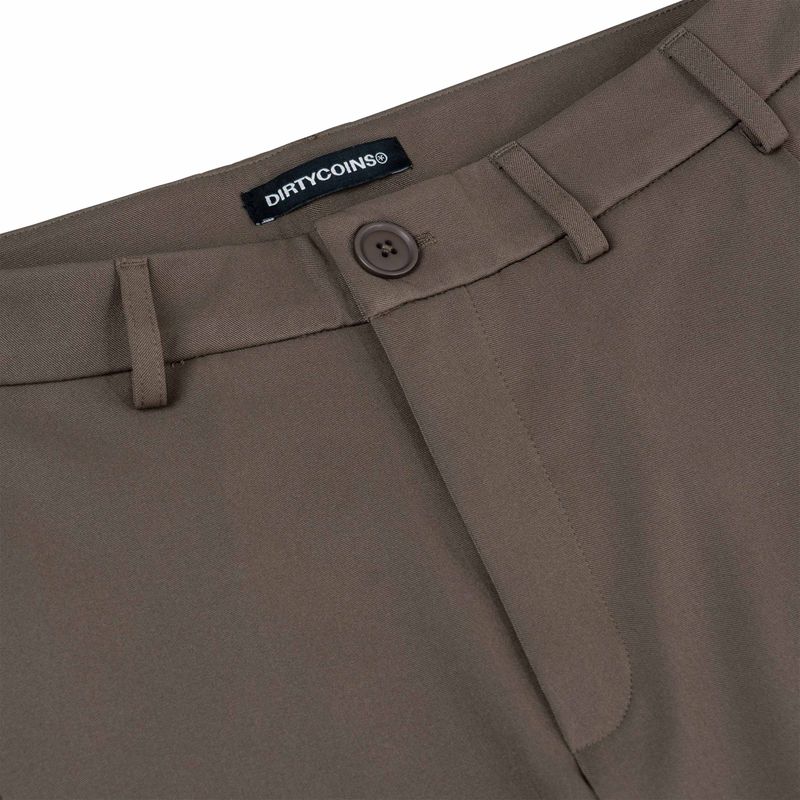 Metal Label Wide Trouser Pants - Brown