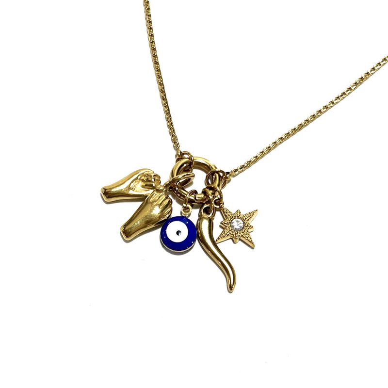 S SY(エスエスワイ)の「evil eye lucky symbol charms necklace gold(Accessories)」