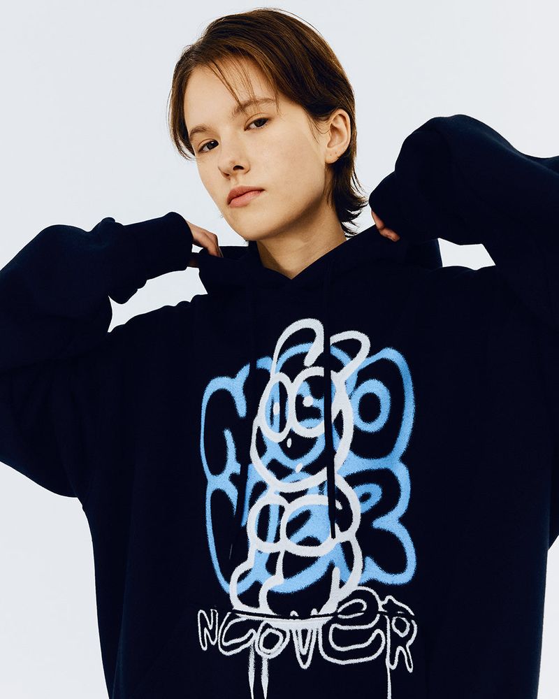NCOVER（エンカバー）の「SPRAY RABBIT HOODIE-NAVY（Tops）」