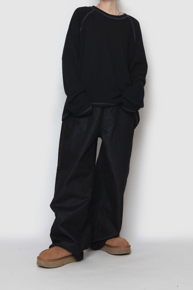 Ribbed Line Long Sleeve T