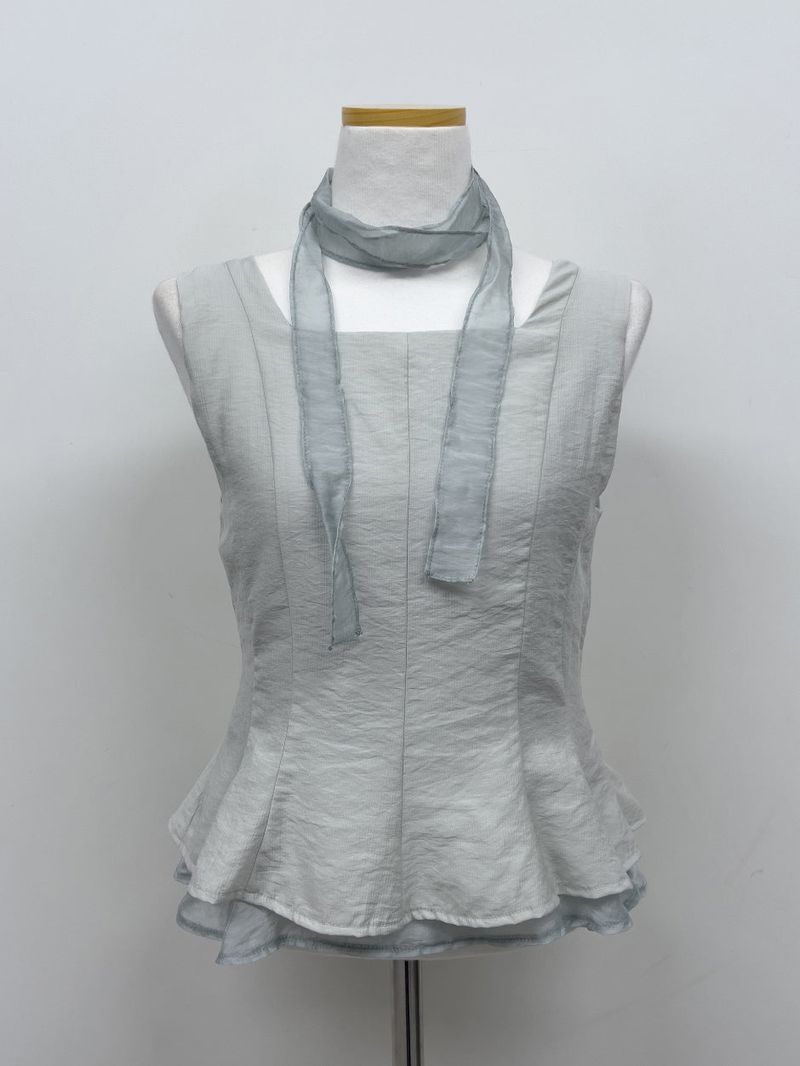 [Scarf SET] Liber Frill Sleeveless Blouse