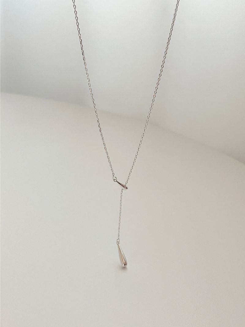 Water drop line slide necklace choker / 2 colors / two-way simple drop wedding guest look long necklace