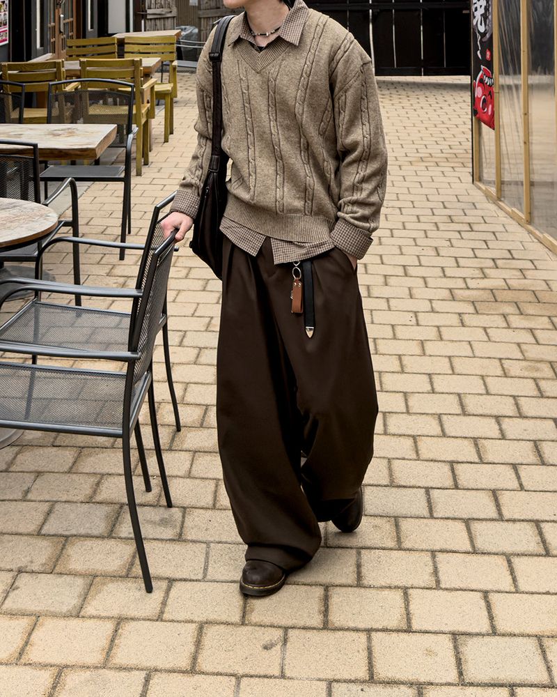 Tia Double-Pleat Wide Slacks