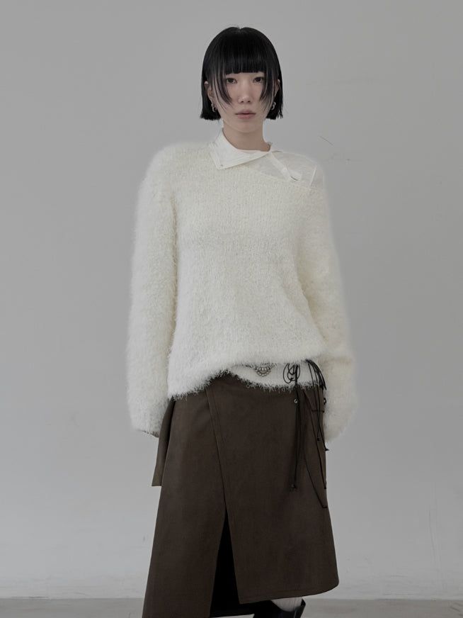Open Button Slim Turtleneck