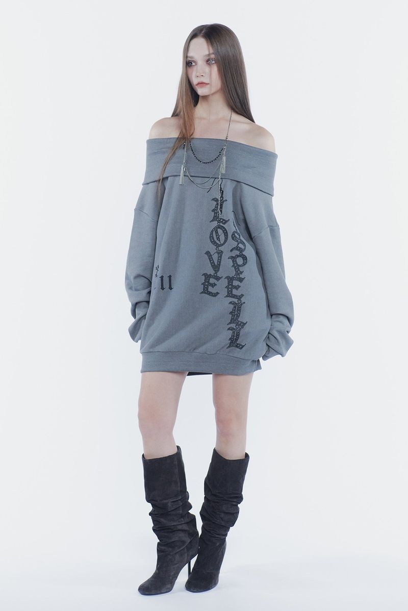 SPELL OFF-SHOULDER SWEATSHIRT charcoal