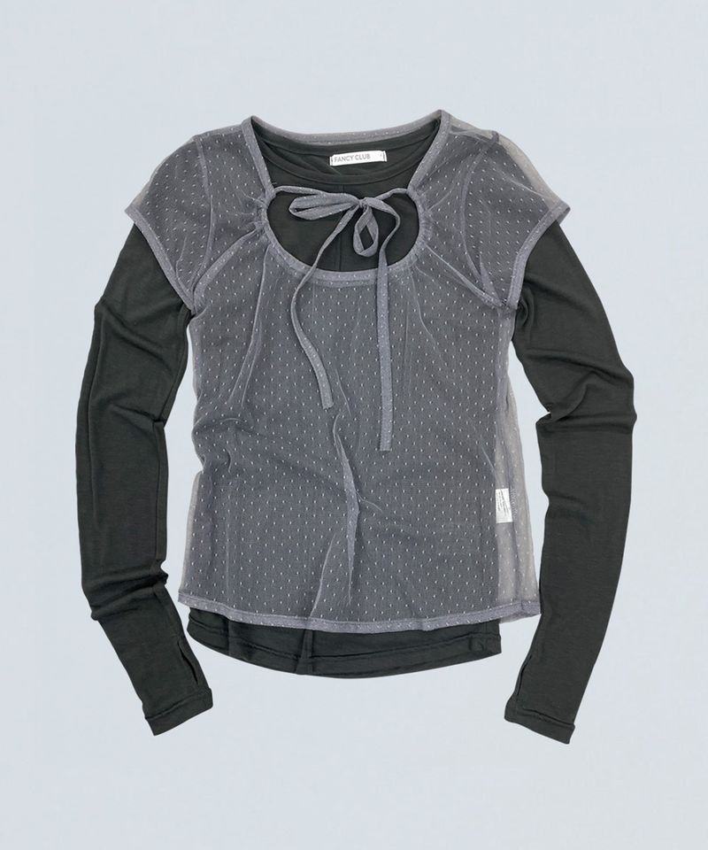 FANCY CLUB(ファンシークラブ)の「3-WAY DOT LAYERED LONG SLEEVE (GRAY)_F24ZB071(Tops)」