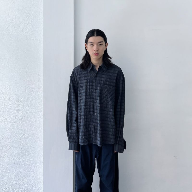 FADE MEET（フェードミート）の「Dark Grid Texture Shirt（Tops）」