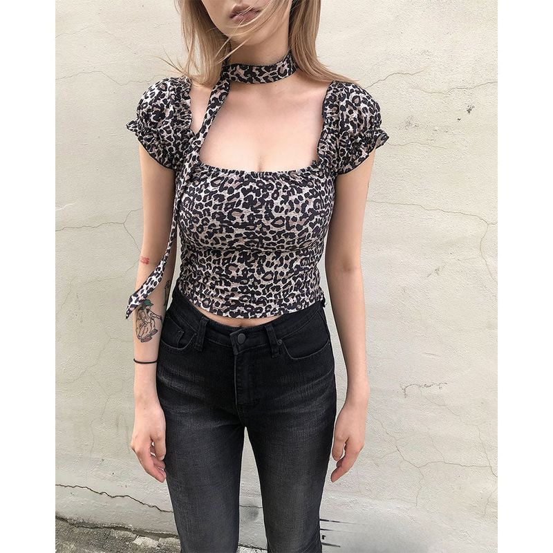 Saka Leopard T Set [scarf set]