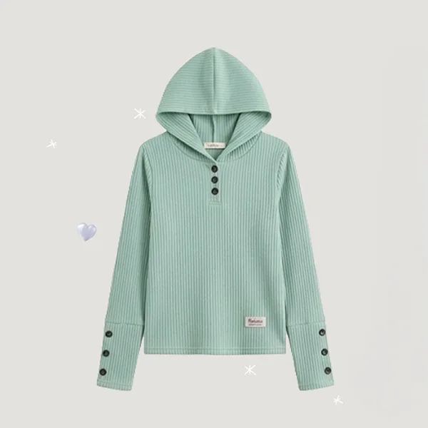 Color Point✨Sleeve Button Hoodie (5 colors)