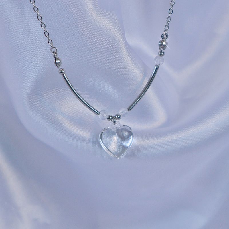 heart bar transparent beads necklace