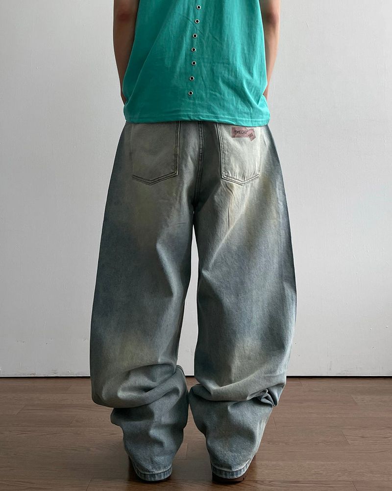 Sticker Print Denim Pants