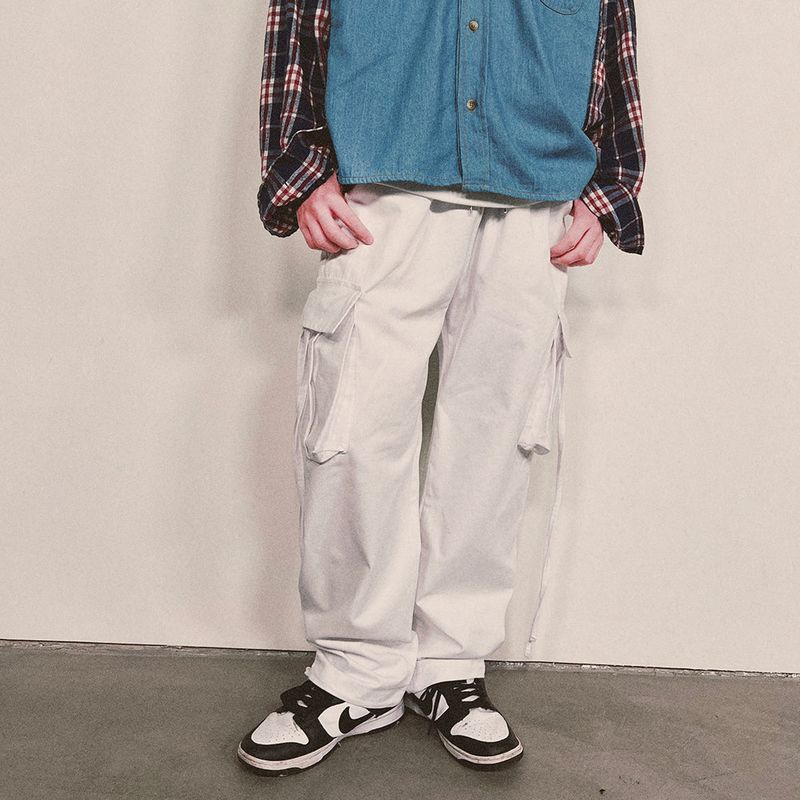 strap elastic pants_white