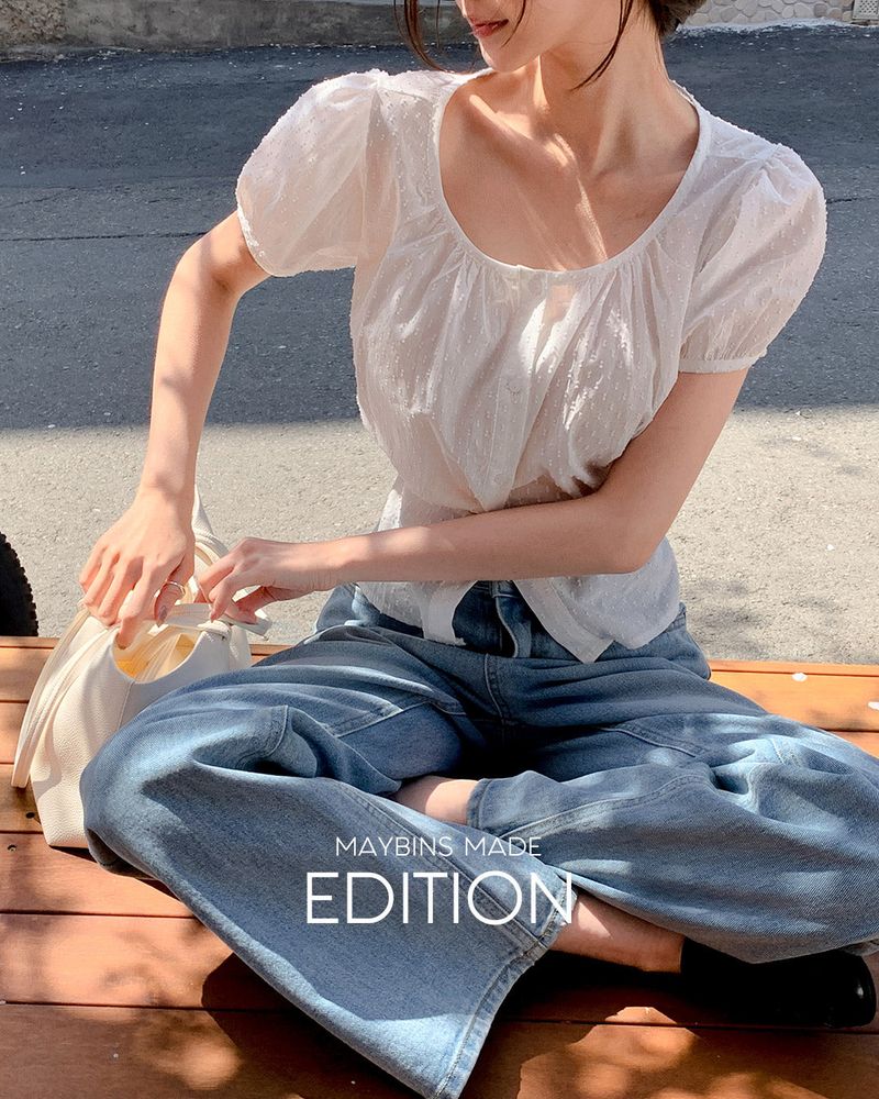 [MADE] Mico puff short‑sleeve blouse