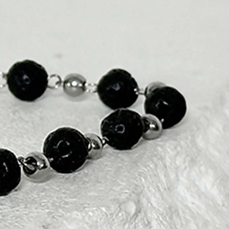 ss-Nature beads+ chain bracelet_black