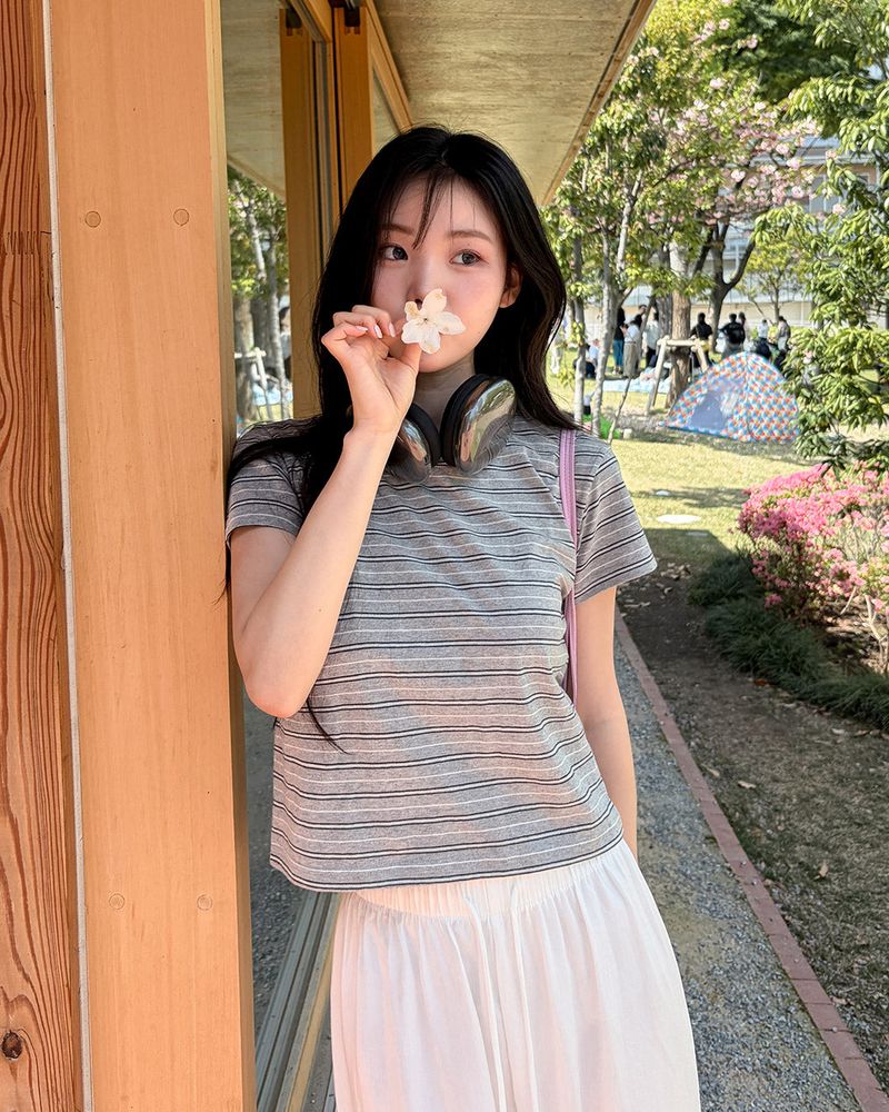 MAYBINS（メイビンス）の「Mekene stripe T‑shirt（Tops）」