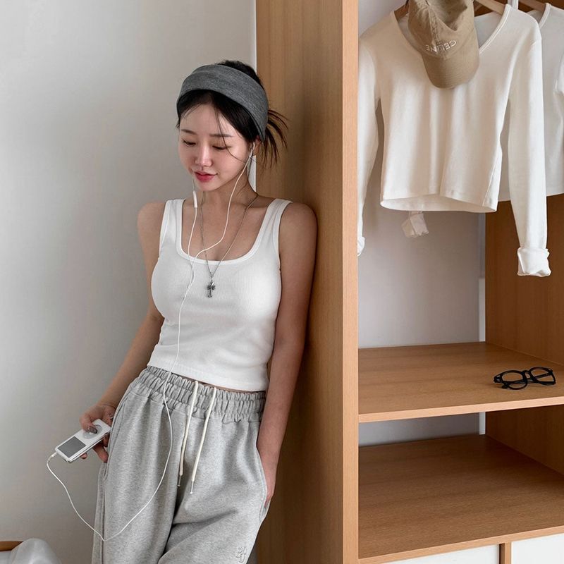 [BELLIDE MADE] Basic rib U-neck camisole