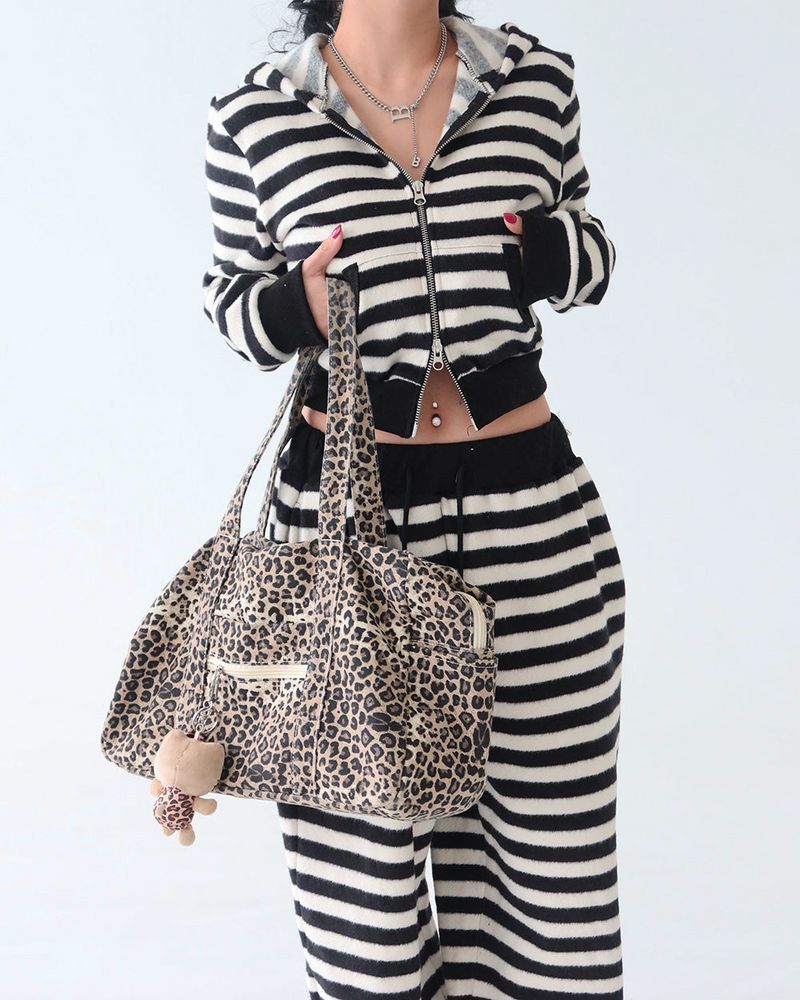 Tsuki Stripe Hooded Zip-Up Jacket