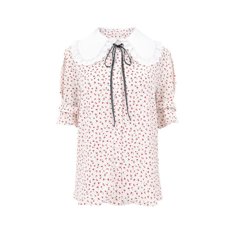 LACE BIG COLLAR FLOWER BLOUSE _ WHITE