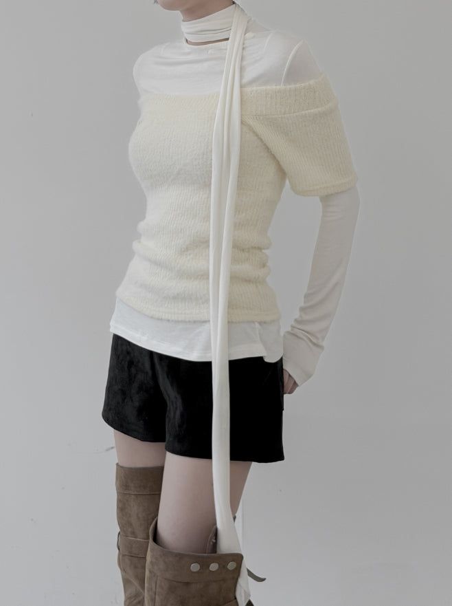 Tsumu Fur Knit Off-Shoulder