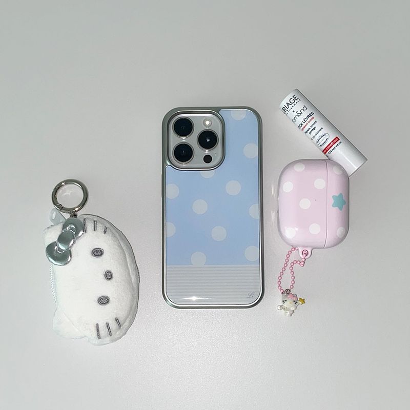 [MADE] BERRY DOT PHONE CASE BLUE (epoxy silver bumper)