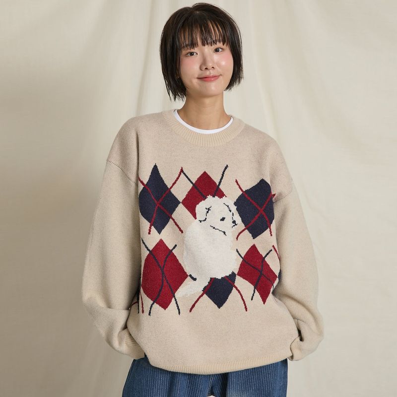 WaiKei（ワイケイ）の「Maltese Argyle Crewneck Knit（Tops）」