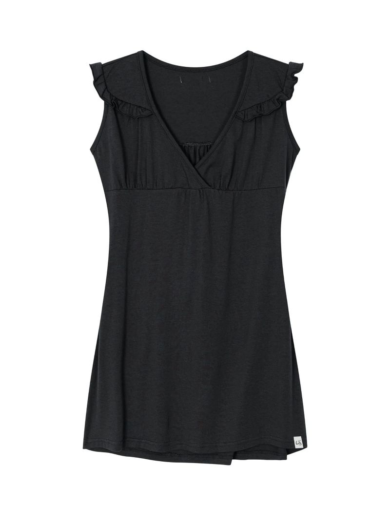 RUFFLE TIE TOP(CHARCOAL)