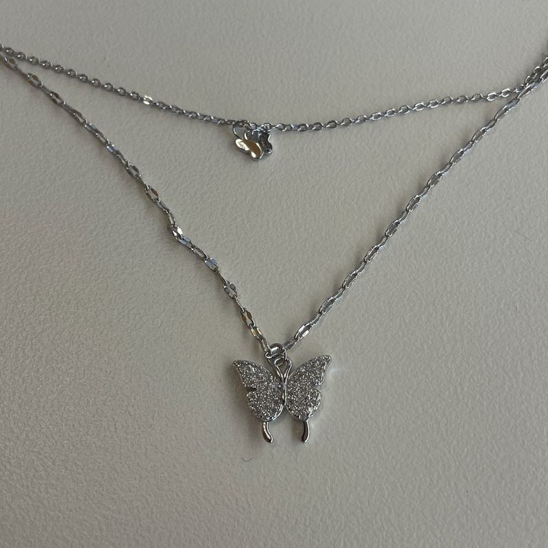 butterfly layered necklace (925silver)