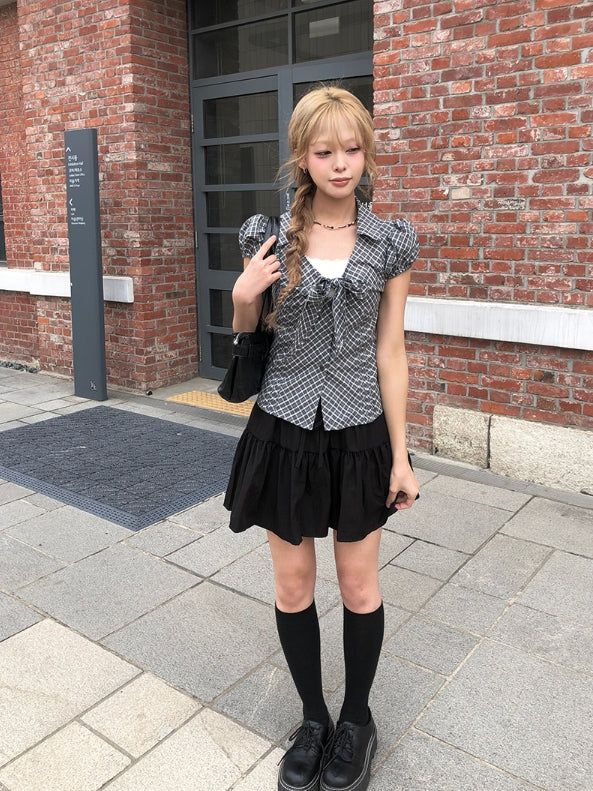 Mien Tiered Banding Mini Skirt