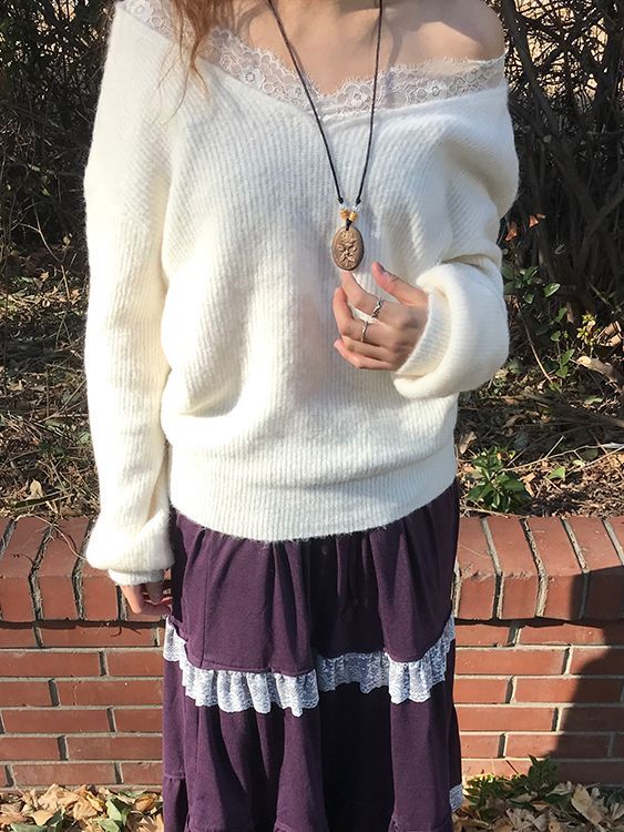 seter lace v-neck knit 
