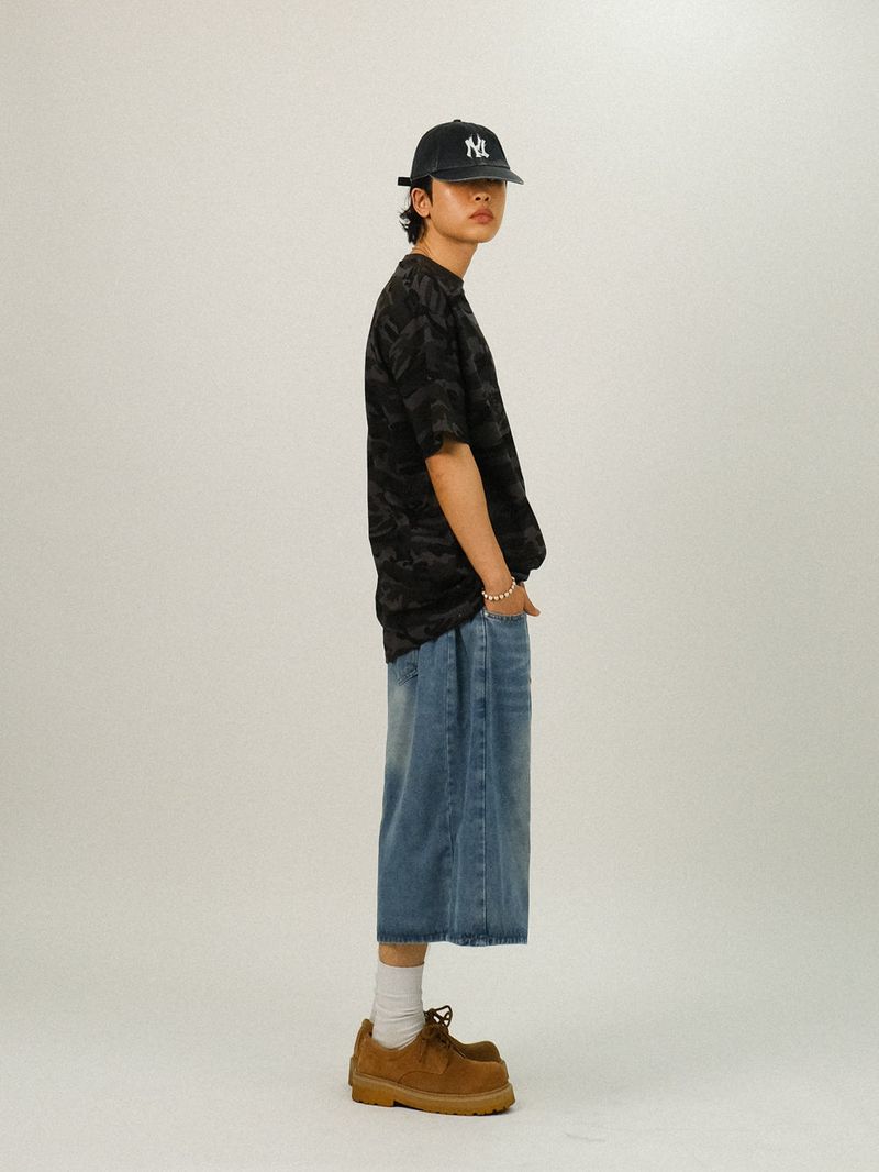RT サイドピンタックデニムバミューダパンツ